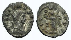 Gallienus (253-268). AR Antoninianus (20mm, 2.96g, 6h). Rome, c. 265-7. Radiate head r. R/ Victory standing l., holding wreath and palm branch. RIC V ...