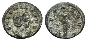 Salonina (Augusta, 254-268). BI Antoninianus (20mm, 4.05g, 12h). Rome, 263-8. Diademed and draped bust r. on crescent. R/ Pietas standing l., holding ...