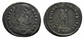 Helena (Augusta, 324-328/30). Æ Follis (19mm, 2.66g, 6h). Nicomedia, 328-9. Diademed and draped bust r. R/ Securitas standing l., holding olive branch...