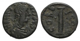 Anastasius I (491-518). Æ 10 Nummi (11mm, 1.40g, 7h). Constantinople, 498-518. Diademed, draped and cuirassed bust r. R/ Large I between pellets. MIBE...