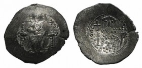 Alexius I (1081-1118). BI Aspron Trachy (26mm, 4.40g, 6h). Constantinople, 1092/3-1118. Christ Pantokrator enthroned facing. R/ Crowned facing bust of...