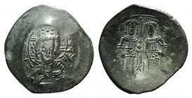 Alexius III (1195-1203). BI Trachy (25mm, 3.44g, 6h). Constantinople. Nimbate facing bust of Christ. R/ Alexius and St. Constantine standing, holding ...