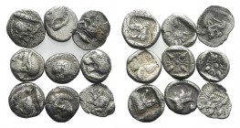 Lot of 9 Greek Ar fractions, to be catalog. Lot sold as it, no returns
