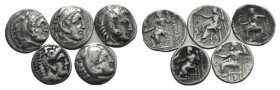 Lot of 5 Ar drachms of Alexander The Great. Lot sold as it, no returns