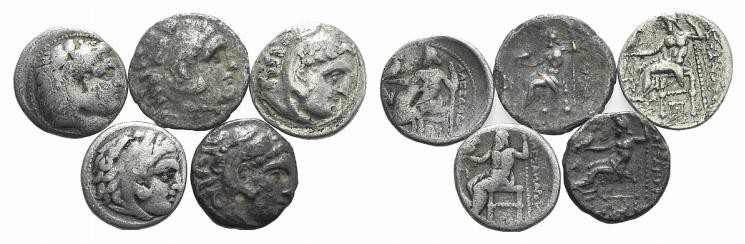 Lot of 5 Ar drachms of Alexander The Great. Lot sold as it, no returns