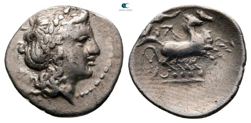 Campania. Neapolis circa 300-275 BC. 
Triobol AR

12 mm, 0,85 g

Laureate h...