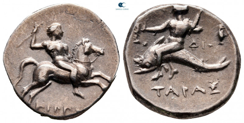 Calabria. Tarentum circa 272-240 BC. Hippodan... and Di..., magistrates
Nomos A...