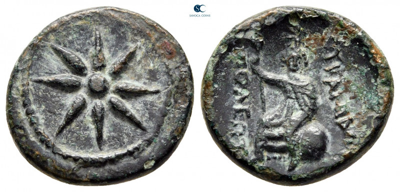 Macedon. Uranopolis circa 300 BC. 
Bronze Æ

15 mm, 3,01 g

Star of eight r...