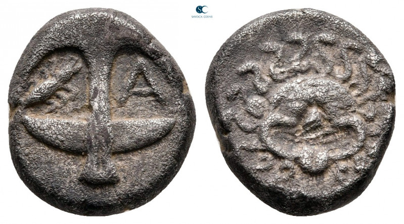 Thrace. Apollonia Pontica circa 480-450 BC. 
Drachm AR

12 mm, 3,27 g

Anch...