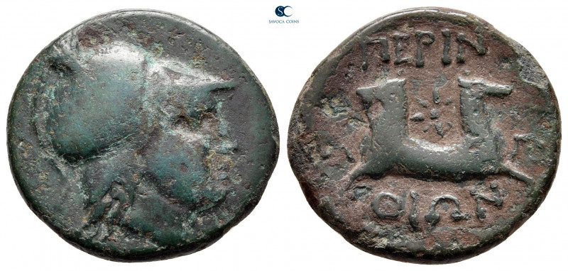 Thrace. Perinthos circa 320-200 BC. 
Bronze Æ

20 mm, 5,52 g

Helmeted head...