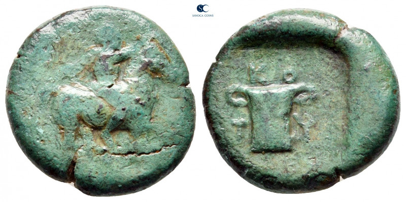 Kings of Thrace. Kypsela. Kotys I 382-359 BC. 
Bronze Æ

16 mm, 5,06 g

Kot...