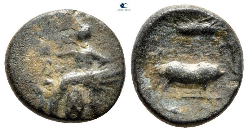 Attica. Eleusis circa 350-330 BC. 
Bronze Æ

12 mm, 2,12 g

Triptolemos, ho...