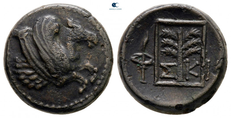 Troas. Skepsis circa 350-310 BC. 
Bronze Æ

16 mm, 4,84 g

Forepart of Pega...