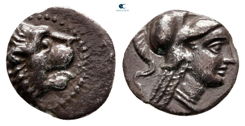 Pamphylia. Side circa 250-150 BC. 
Obol AR

8 mm, 0,54 g

Head of roaring l...