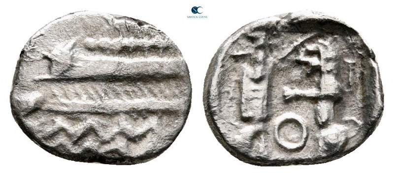 Phoenicia. Sidon. Time of Baalshallim II 401-366 BC. 
1/16 Shekel AR

8 mm, 0...
