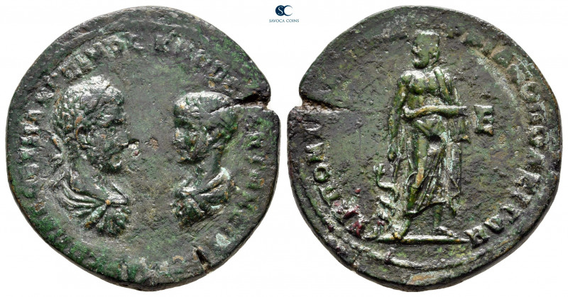 Moesia Inferior. Marcianopolis. Macrinus and Diadumenian AD 217-218. 
Bronze Æ...