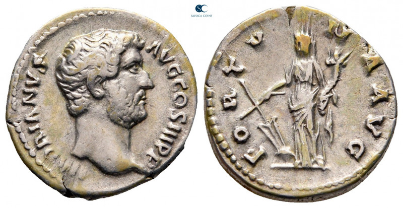 Hadrian AD 117-138. Rome
Denarius AR

17 mm, 3,46 g

HADRIANVS AVG COS III ...