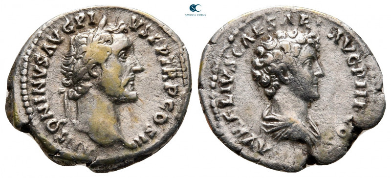 Antoninus Pius with Marcus Aurelius, as Caesar AD 138-161. Rome
Denarius AR

...