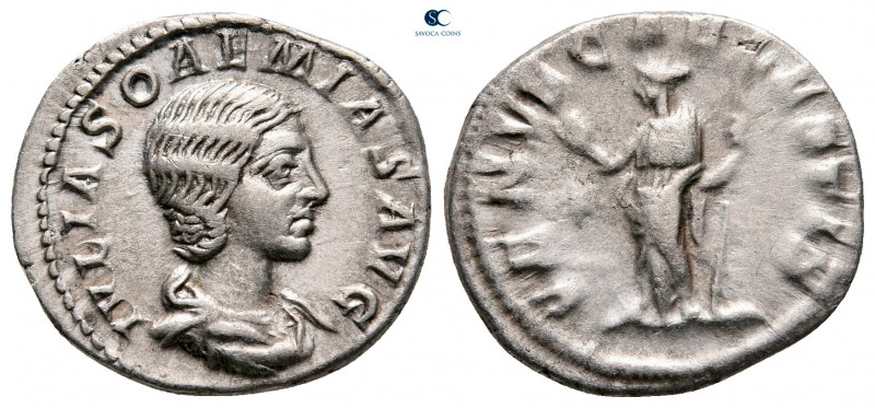 Julia Soaemias. Augusta AD 218-222. Rome
Denarius AR

17 mm, 2,71 g

IVLIA ...