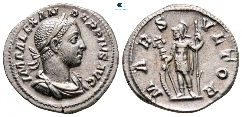 Severus Alexander AD 222-235. Rome
Denarius AR

18 mm, 2,88 g

IMP ALEXANDE...