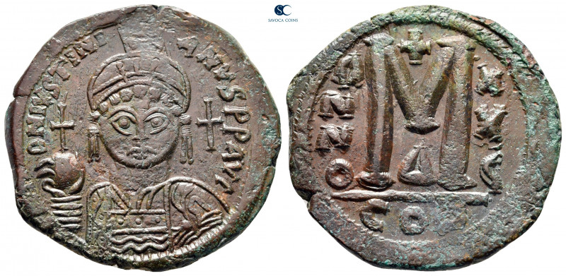 Justinian I AD 527-565. Constantinople
Follis or 40 Nummi Æ

32 mm, 17,73 g
...