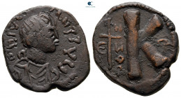 Justinian I AD 527-565. contemporary imitation. Theoupolis (Antioch). Half Follis or 20 Nummi Æ