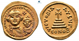 Heraclius with Heraclius Constantine AD 610-641. Constantinople. 3rd officina. Solidus AV