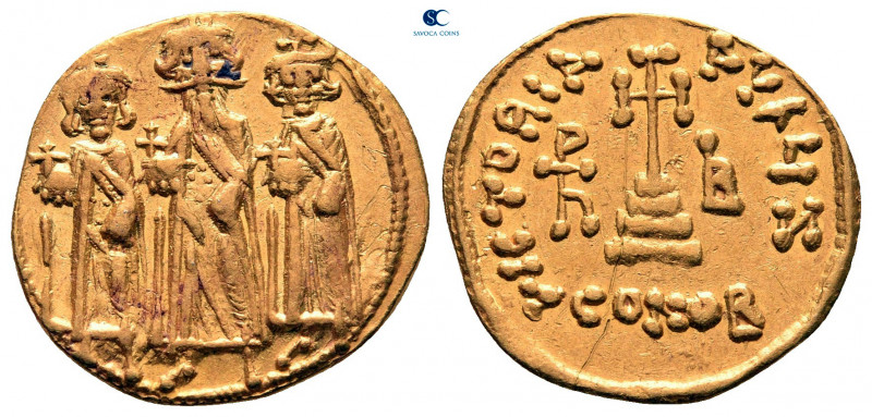 Heraclius, with Heraclius Constantine and Heraclonas AD 610-641. Constantinople...