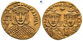 Constantine V Copronymus, with Leo IV and Leo III AD 741-775. Constantinople. Solidus AV