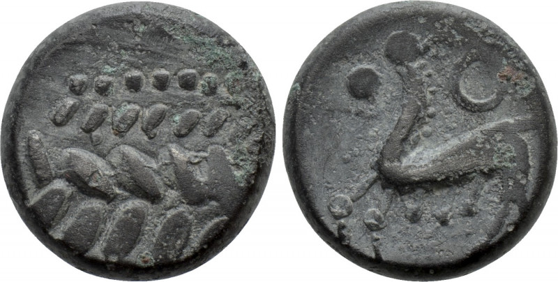 CENTRAL EUROPE. Boii. Drachm (1st century BC). "Simmering" type. 

Obv: Laurel...