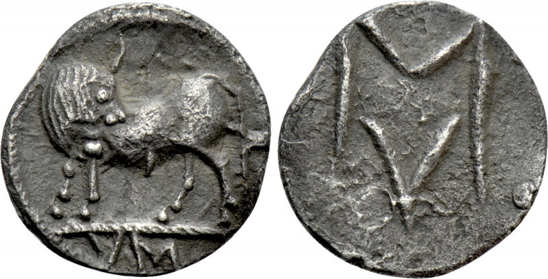 LUCANIA. Sybaris. Obol (Circa 550-510 BC). 

Obv: Bull standing left, head rig...