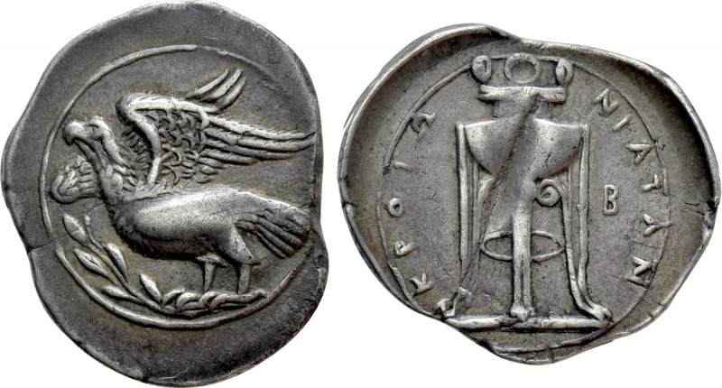 BRUTTIUM. Kroton. Nomos (Circa 350-300 BC). 

Obv: Eagle standing left on oliv...