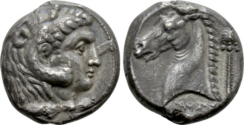 SICILY. Entella. Punic issues (Circa 300-289 BC). Tetradrachm. 

Obv: Head of ...