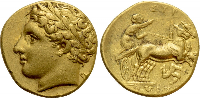 SICILY. Syracuse. Agathokles (317-289 BC). GOLD Drachm - Hemistater. 

Obv: La...