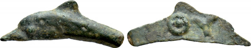 SKYTHIA. Olbia. Cast Ae Dolphin (Circa 437-410 BC). 

Obv: Dolphin left.
Rev:...