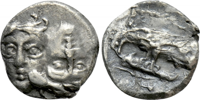 MOESIA. Istros. Trihemiobol or 1/4 Drachm (4th century BC). 

Obv: Facing male...