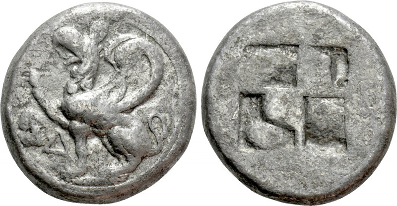 THRACE. Abdera. Oktadrachm (500-475 BC). 

Obv: Griffin seated left, raising l...
