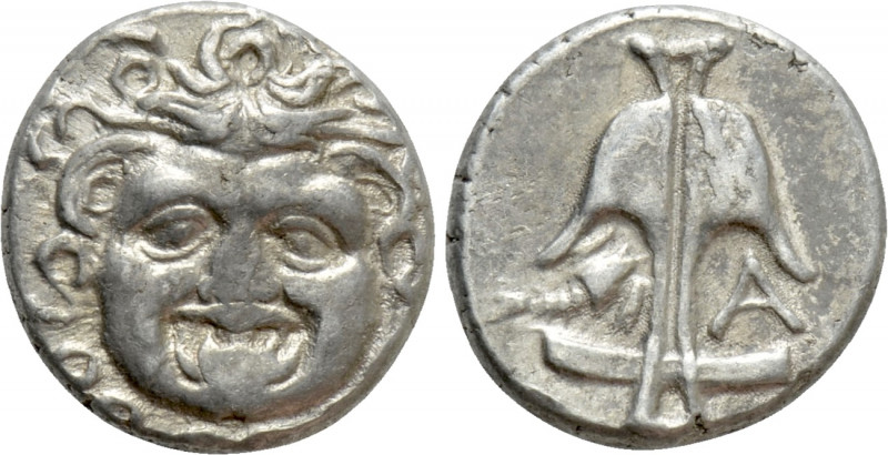 THRACE. Apollonia Pontika. Tetrobol (425-375 BC). 

Obv: Gorgoneion.
Rev: Upr...