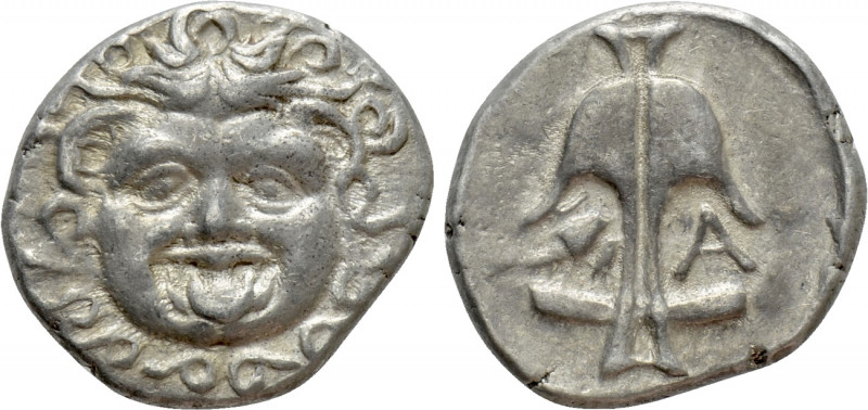 THRACE. Apollonia Pontika. Tetrobol (425-375 BC). 

Obv: Gorgoneion.
Rev: Upr...