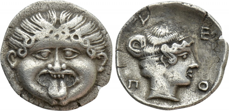 MACEDON. Neapolis. Hemidrachm (Circa 424-350 BC). 

Obv: Facing gorgoneion.
R...