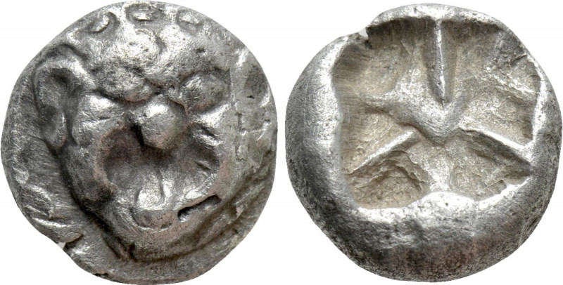 MYSIA. Parion. Drachm (5th century BC). 

Obv: Facing gorgoneion with protrudi...