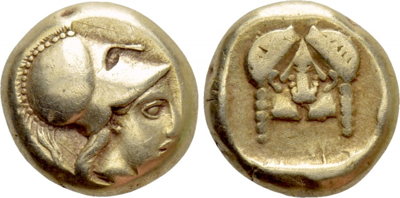 LESBOS. Mytilene. EL Hekte (Circa 454-428/7 BC). 

Obv: Head of Athena right, ...