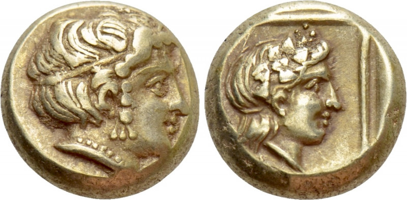 LESBOS. Mytilene. EL Hekte (Circa 412-378 BC). 

Obv: Horned head of Io right,...