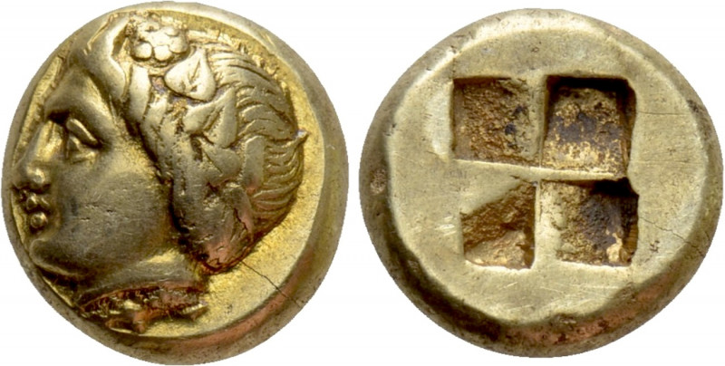 IONIA. Phokaia. EL Hekte (Circa 387-326 BC). 

Obv: Head of Pan left, wearing ...