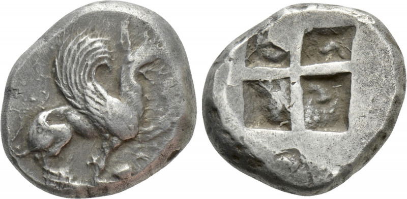 IONIA. Teos. Stater (Circa 510-500 BC). 

Obv: Griffin seated right, raising f...