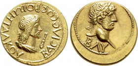 KINGS OF BOSPORUS. Rhoemetalces I with Hadrian (131/2-153/4). GOLD Stater. Dated BE 432 (AD 135/6)