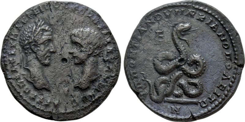 MOESIA INFERIOR. Marcianopolis. Macrinus with Diadumenian (217-218). Ae Pentassa...