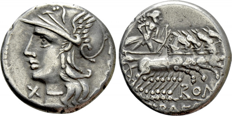 M. BAEBIUS Q.F. TAMPILUS. Denarius. (137 BC). Rome. 

Obv: TAMPIL. 
Helmeted ...