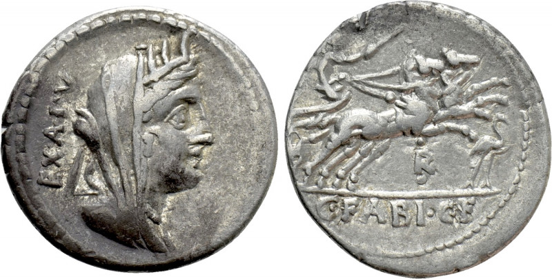 C. FABIUS C. F. HADRIANUS. Denarius (102 BC). Rome. 

Obv: EX A PV. 
Veiled a...