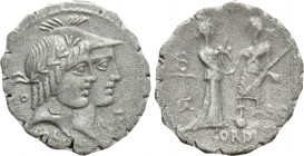 Q. FUFIUS CALENUS and MUCIUS CORDUS. Serrate Denarius (68 BC). Rome
